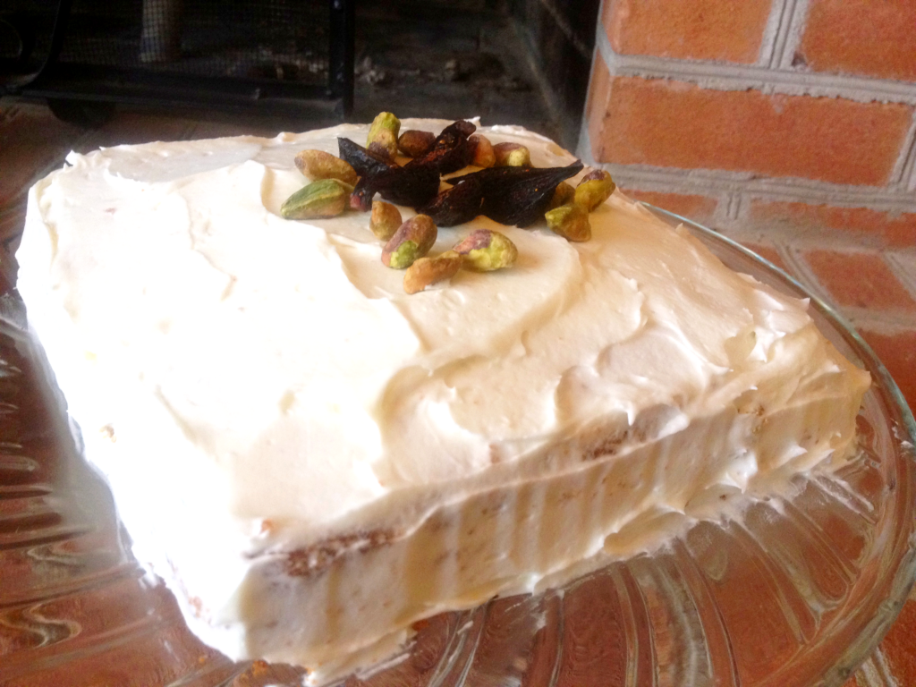 Fig cake in all it's icing glory.