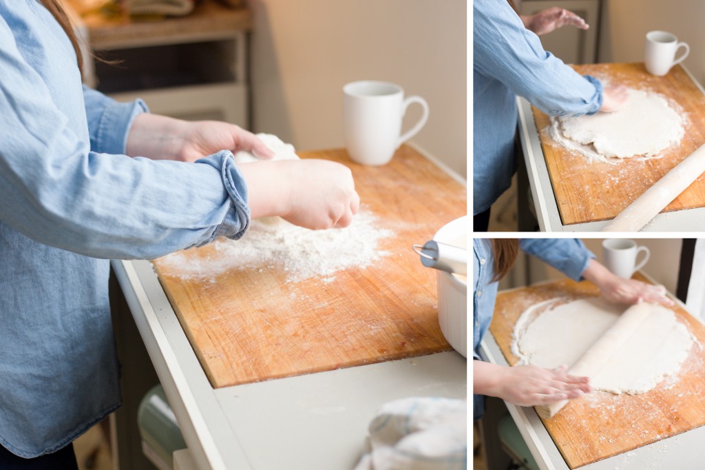 Laura rolling out and perfecting her pie crust