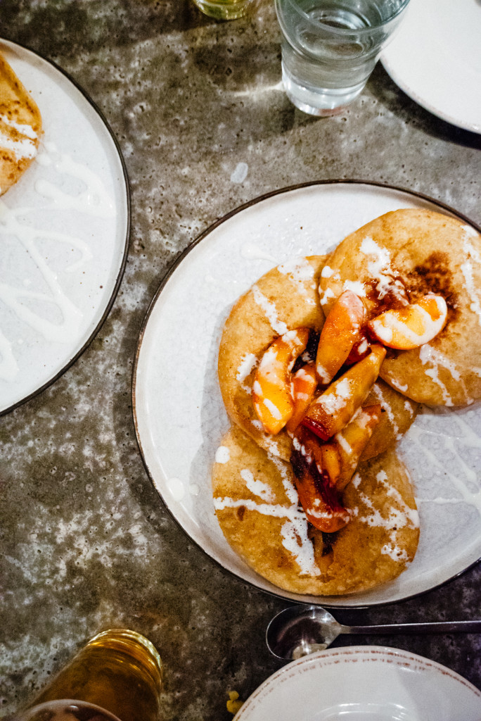 Course 4: Peaches a la plancha, sopapillas, goat milk yogurt, fennel spice Beer: Sesma Prunus Persica