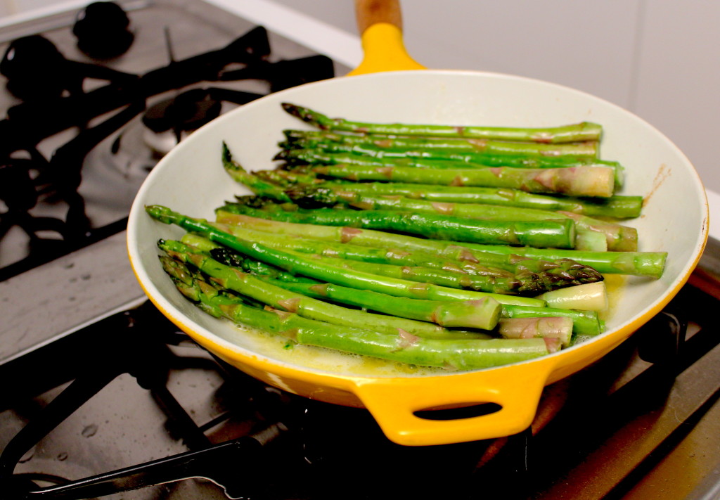 Fresh sautéed asparagus with butter and lemon zest deliciousness.