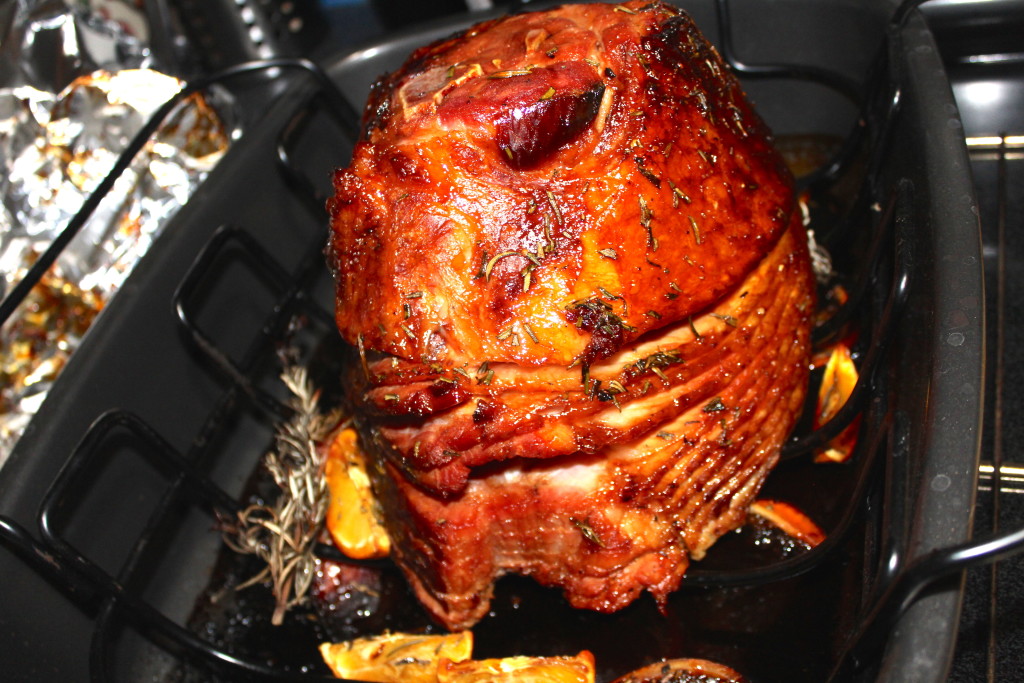 Sweet, caramelized glazed ham in all it's glory. 