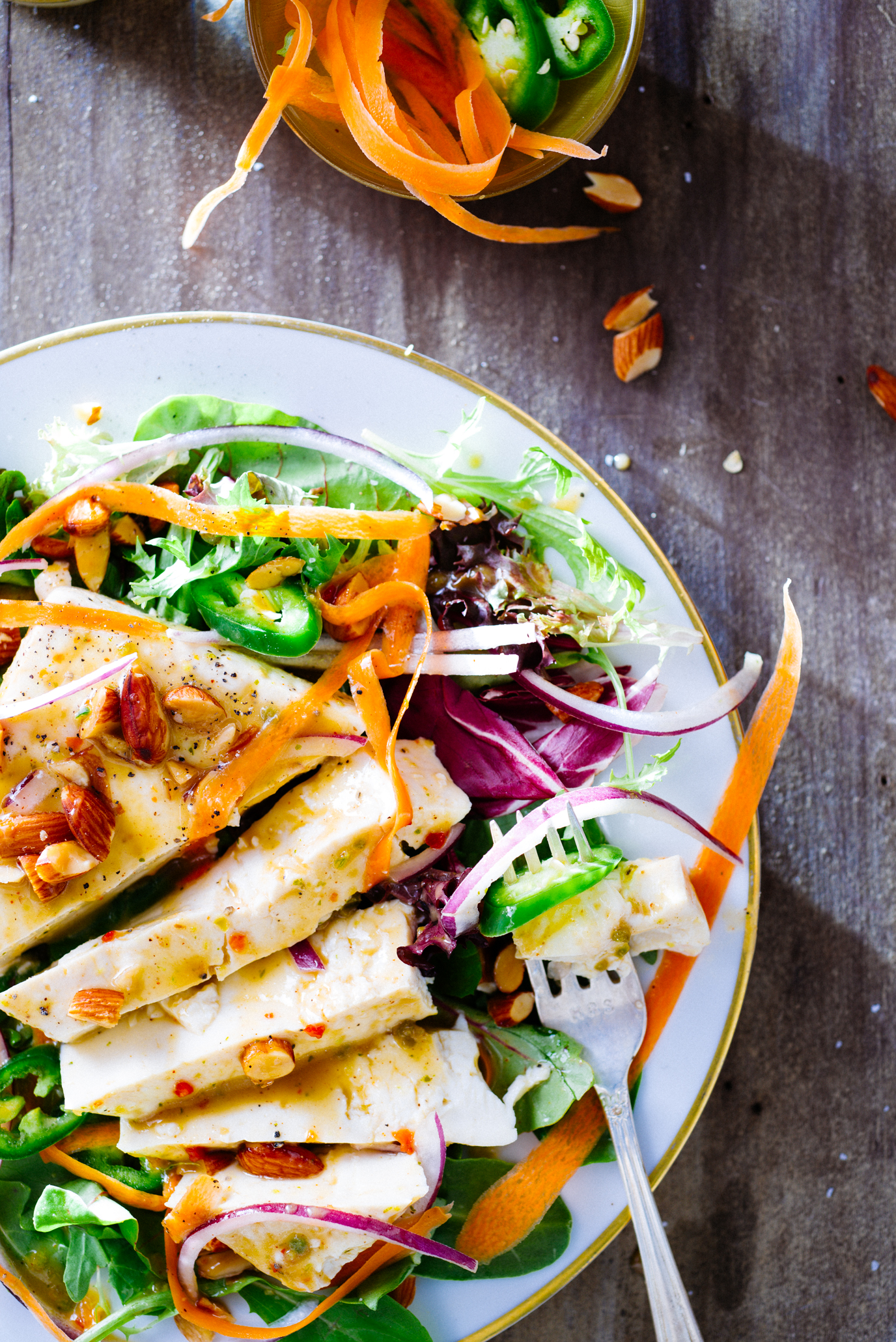 Tofu FUN: Marinated Tofu Salad with Spicy Peanut Vinaigrette – Luv Cooks