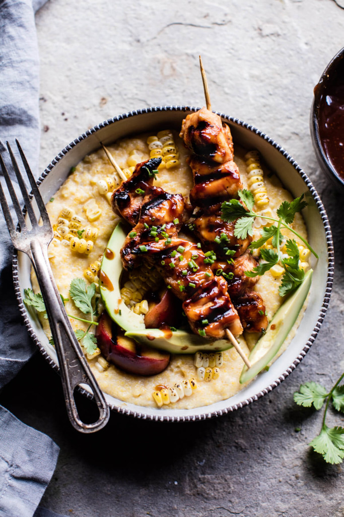 Corn Polenta with Honey BBQ chicken