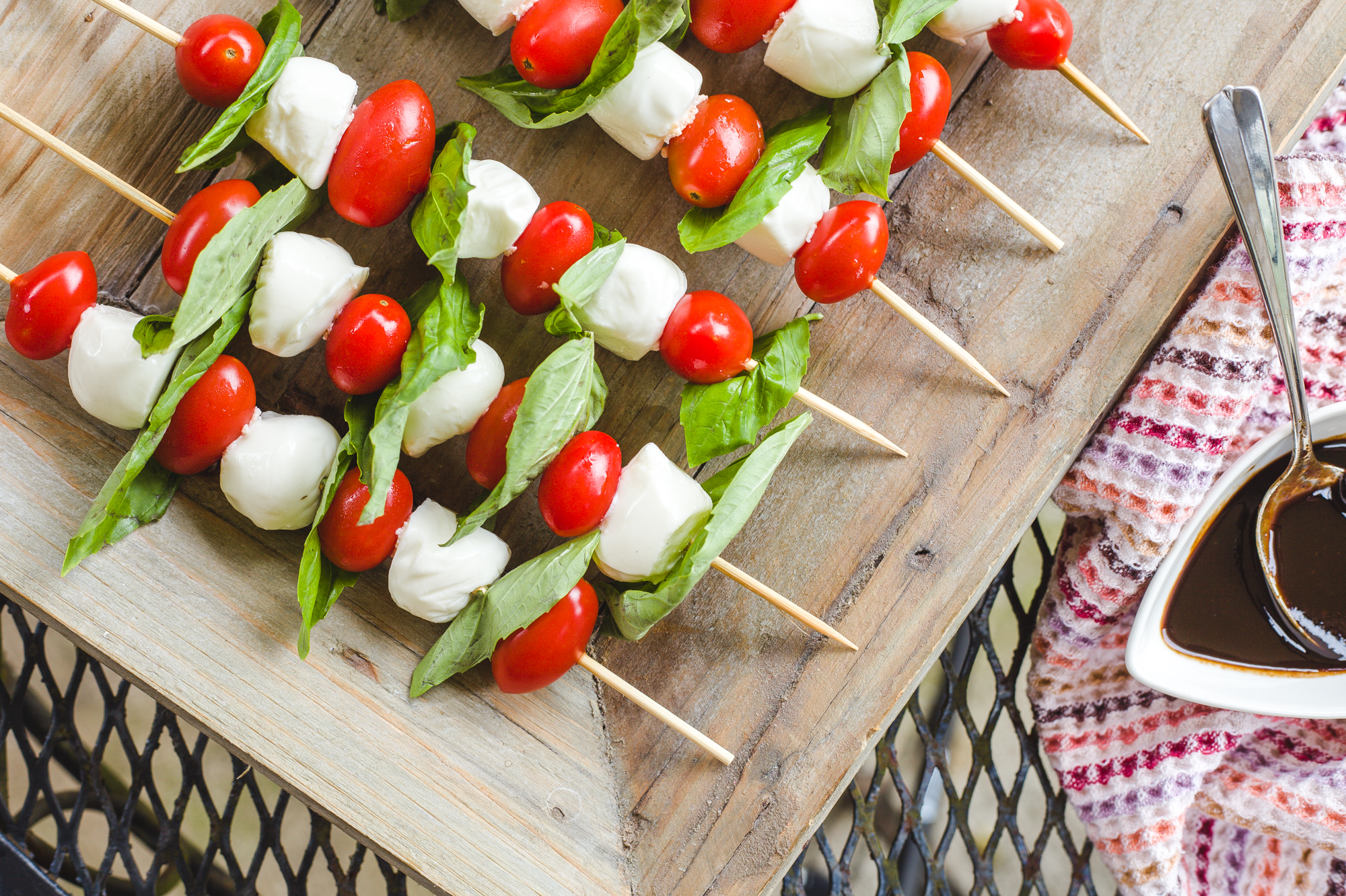 Caprese Kabobs with Balsamic BBQ Reduction – Luv Cooks